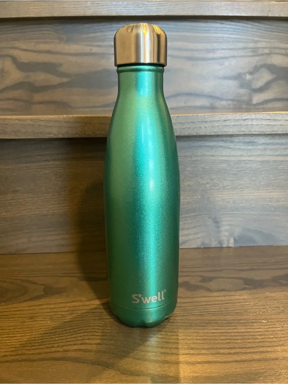 S'well Metallic Teal Green Insulated Bottle with Silver Cap